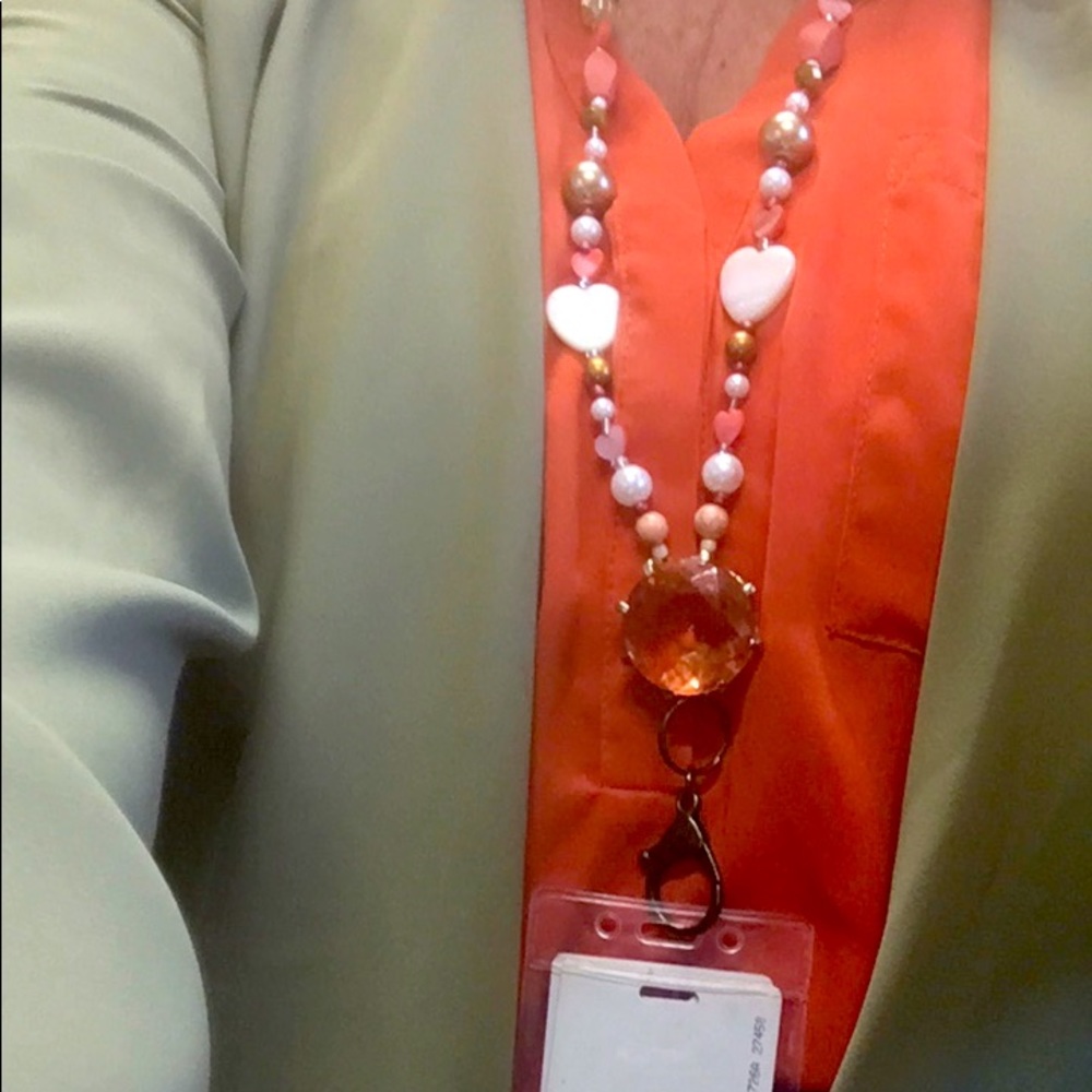 Beaded lanyard. Hand made. Approximately 32” total length.